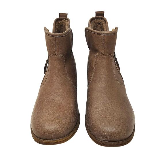 Ugg Shoes Womens 9 Boots Lavelle Camel Leather Shearling Ankle Zip - Picture 5 of 10